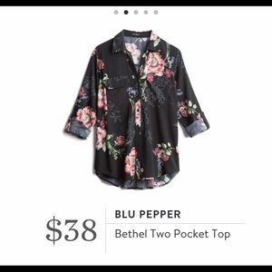 Stitch fix Blu Pepper - Black Floral Shirt